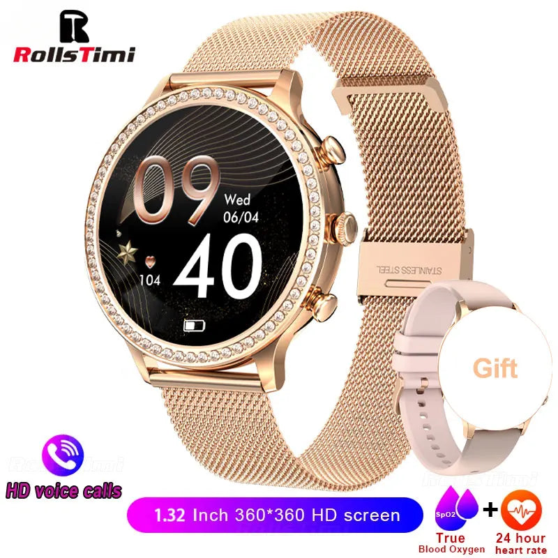 Fashion Luxury Smart Watch Women Bluetooth Call Blood Pressure DIY Custom Sport Fitness Waterproof Smart Watches for Women Gift