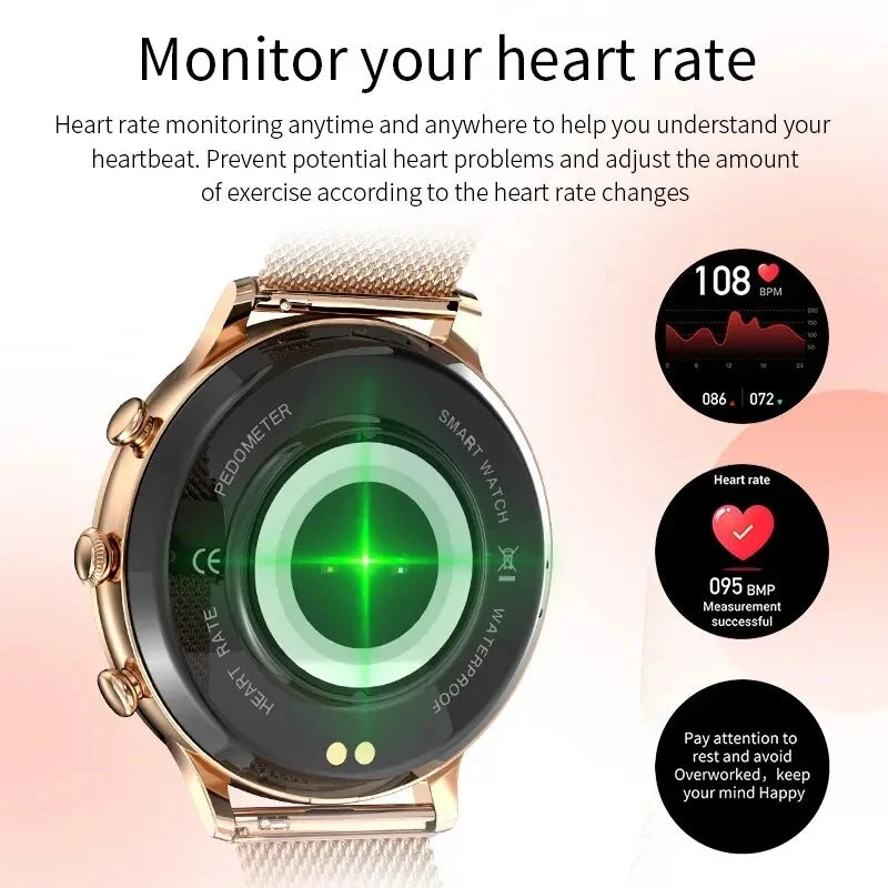 Fashion Luxury Smart Watch Women Bluetooth Call Blood Pressure DIY Custom Sport Fitness Waterproof Smart Watches for Women Gift