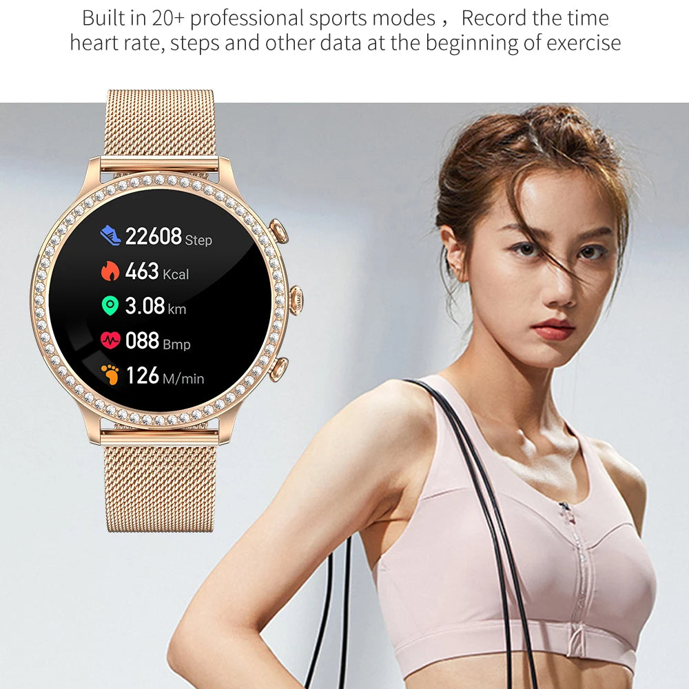 Fashion Luxury Smart Watch Women Bluetooth Call Blood Pressure DIY Custom Sport Fitness Waterproof Smart Watches for Women Gift