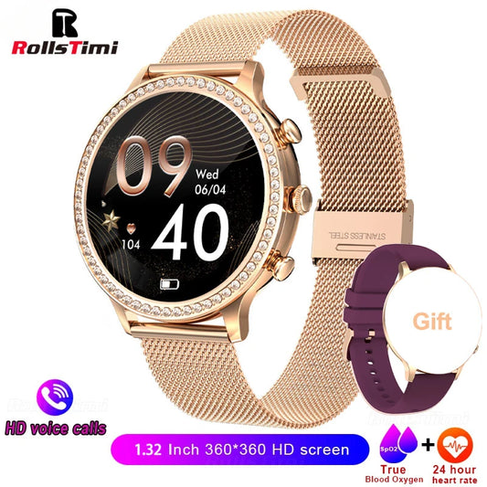 Fashion Luxury Smart Watch Women Bluetooth Call Blood Pressure DIY Custom Sport Fitness Waterproof Smart Watches for Women Gift
